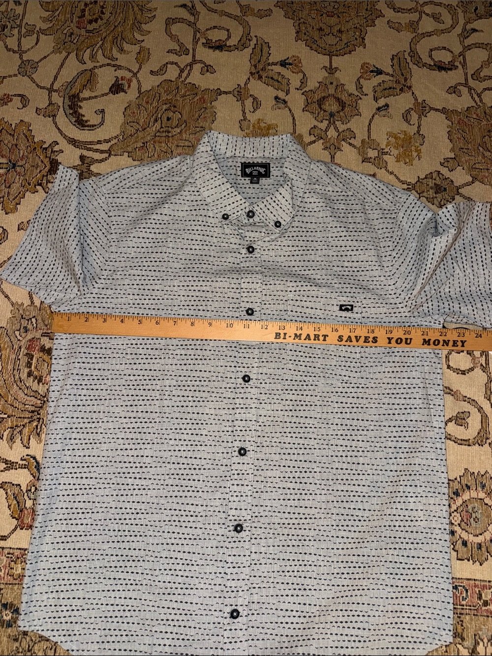Billabong Men's Black and Gray Patterned Button Down Shirt - Picture 8 of 9